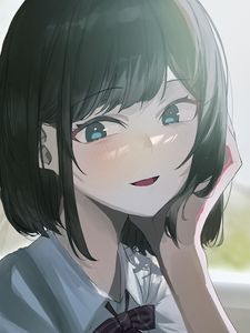 Preview wallpaper girl, smile, art, anime, blush