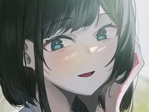 Preview wallpaper girl, smile, art, anime, blush