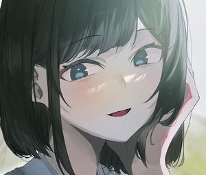 Preview wallpaper girl, smile, art, anime, blush