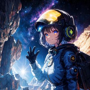 Preview wallpaper girl, smile, astronaut, anime