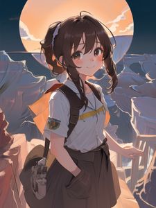 Preview wallpaper girl, smile, bag, anime