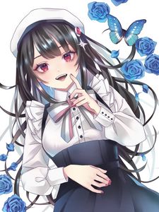 Preview wallpaper girl, smile, beret, anime, art