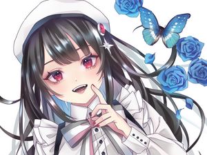 Preview wallpaper girl, smile, beret, anime, art