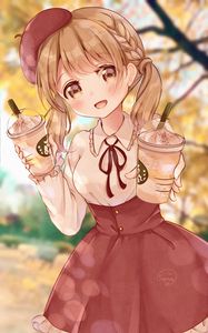 Preview wallpaper girl, smile, beret, anime