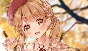 Preview wallpaper girl, smile, beret, anime