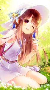 Preview wallpaper girl, smile, birds, anime, art