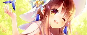 Preview wallpaper girl, smile, birds, anime, art