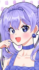 Preview wallpaper girl, smile, blueberry, anime, art, purple