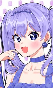 Preview wallpaper girl, smile, blueberry, anime, art, purple