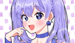 Preview wallpaper girl, smile, blueberry, anime, art, purple