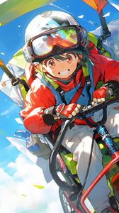Preview wallpaper girl, smile, blush, helmet, glasses, anime