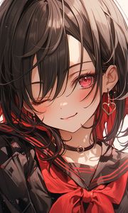 Preview wallpaper girl, smile, blush, earrings, anime, art