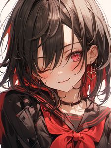 Preview wallpaper girl, smile, blush, earrings, anime, art