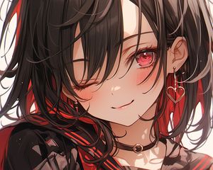 Preview wallpaper girl, smile, blush, earrings, anime, art