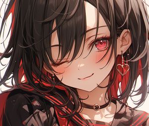 Preview wallpaper girl, smile, blush, earrings, anime, art