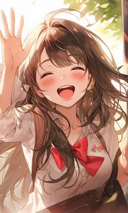 Preview wallpaper girl, smile, blush, art, anime