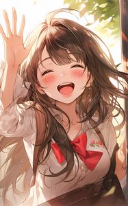 Preview wallpaper girl, smile, blush, art, anime