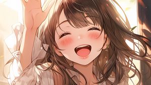 Preview wallpaper girl, smile, blush, art, anime