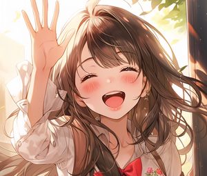 Preview wallpaper girl, smile, blush, art, anime