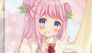 Preview wallpaper girl, smile, blush, gesture, anime