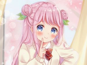 Preview wallpaper girl, smile, blush, gesture, anime