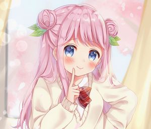 Preview wallpaper girl, smile, blush, gesture, anime