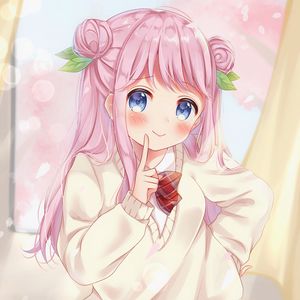 Preview wallpaper girl, smile, blush, gesture, anime