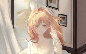 Preview wallpaper girl, smile, blush, morning, anime
