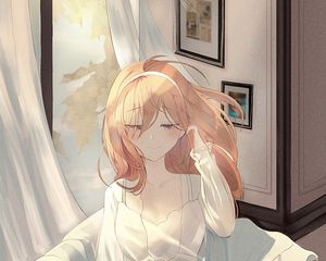 Preview wallpaper girl, smile, blush, morning, anime