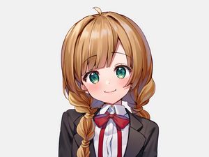 Preview wallpaper girl, smile, blush, bow, anime