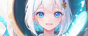 Preview wallpaper girl, smile, bob, ball, mirror, shine, anime