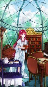 Preview wallpaper girl, smile, books, anime