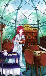 Preview wallpaper girl, smile, books, anime