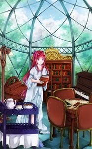 Preview wallpaper girl, smile, books, anime