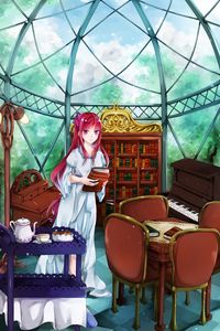 Preview wallpaper girl, smile, books, anime