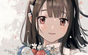 Preview wallpaper girl, smile, bouquet, anime, art