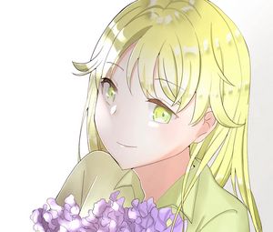Preview wallpaper girl, smile, bouquet, anime, art, light