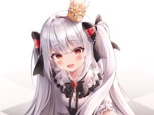 Preview wallpaper girl, smile, bows, crown, princess, anime