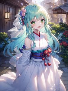 Preview wallpaper girl, smile, bride, anime, art
