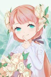 Preview wallpaper girl, smile, bride, flowers, anime