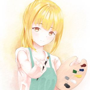 Preview wallpaper girl, smile, brush, anime