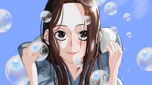 Preview wallpaper girl, smile, bubbles, anime, art