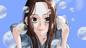 Preview wallpaper girl, smile, bubbles, anime, art