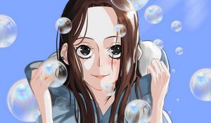 Preview wallpaper girl, smile, bubbles, anime, art