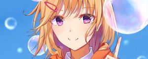 Preview wallpaper girl, smile, bubbles, anime