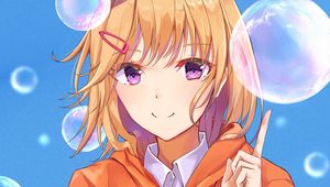 Preview wallpaper girl, smile, bubbles, anime
