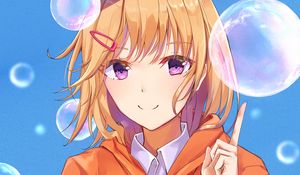 Preview wallpaper girl, smile, bubbles, anime