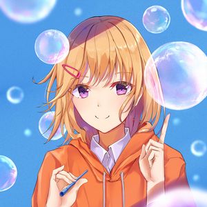 Preview wallpaper girl, smile, bubbles, anime