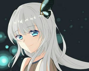 Preview wallpaper girl, smile, butterfly, anime