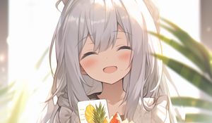 Preview wallpaper girl, smile, cake, anime